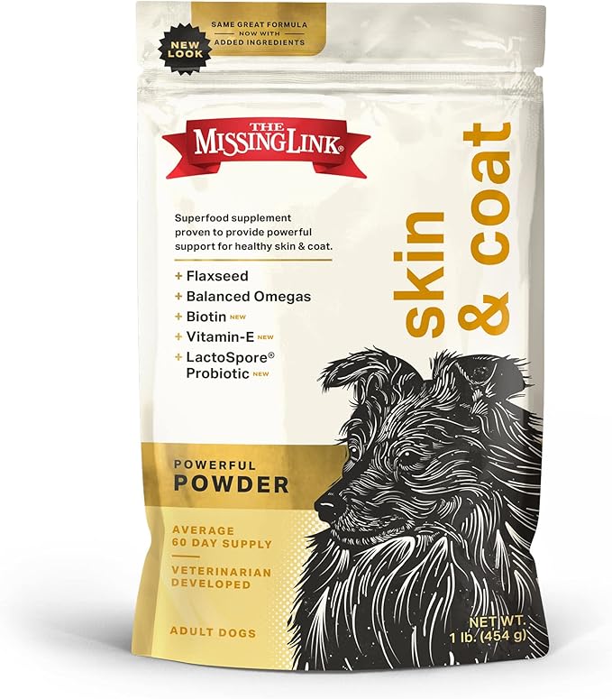 Skin & Coat + Probiotics Supplement 1lb Bag - Powerful Superfood Powder for Dogs Supports Healthy Skin & Glossy Coat, Promotes Hair Growth