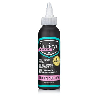 Curicyn Pink Eye Solution (3 oz), Dog Eye Drops, Conjunctivitis Eye Drops for Dogs, Cats, Livestock and Horses, Dog Eye Wash with Purified Anolyte, Safe and Soothing Dog Eye Drops for Infection