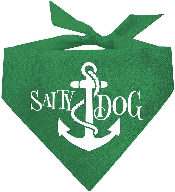 Salty Dog Dog Bandana 100% Cotton Adjustable Triangle Summer Vacation Beach Pool | Green, X-Small (100)