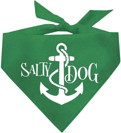 Salty Dog Dog Bandana 100% Cotton Adjustable Triangle Summer Vacation Beach Pool | Green, X-Small (100)