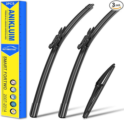 ANIKLUIM® Wiper Blades for 2014-2007 Smart Fortwo Front Windshield Wipers,23 Inch+21 Inch+10 Inch,Durable and Quiet (Pack of 3)