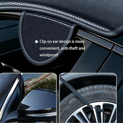 Windshield Cover for Ice and Snow,Black Winter Summer Sunshade with Thickened 600D Oxford Fabric, Universal Car Frost Shield Snow Cover Windshield Protector
