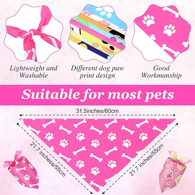 Abbylike 50 Pcs Paw Print Dog Bandanas Bulk Cute Footprint Bandanas for Dogs Triangle Kerchief Bib Scarf for Pets National Dog Day Party Costume Photo Props Accessories Pet Shops (31.5 x 21.7 x 21.7)