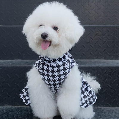 CuteBone Turtleneck Dog Velvet Dress Puppy Skirt Costume Pet Clothes Cat Apparel with Bow Hair Rope for Small Dogs CVD04L