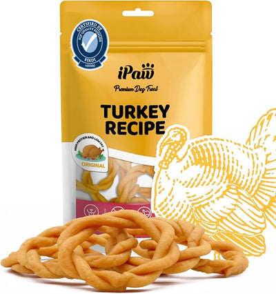iPaw Turkey Dog Treats, SQF Certified Human Grade Dog Treat, Suitable for Training Chew, Hypoallergenic, Rawhide Alternative, Ring (Oringinal Flavor)