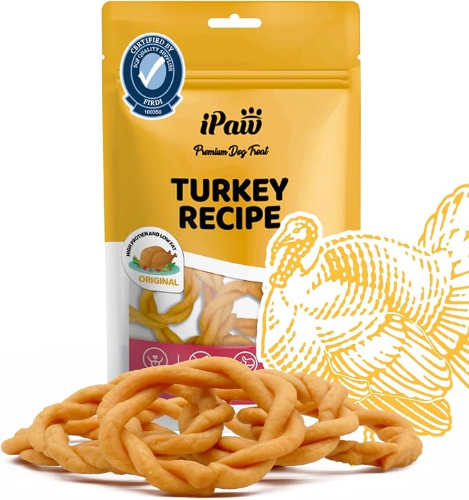 iPaw Turkey Dog Treats, SQF Certified Human Grade Dog Treat, Suitable for Training Chew, Hypoallergenic, Rawhide Alternative, Ring (Oringinal Flavor)