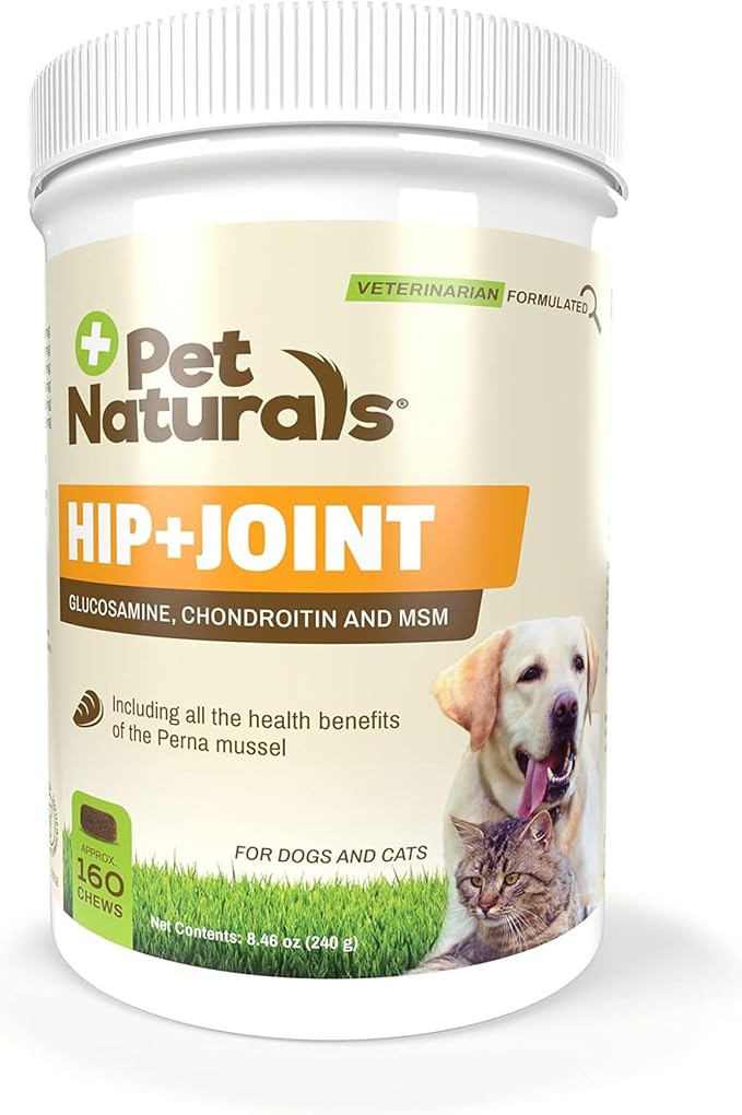 Hip and Joint Supplement with Glucosamine, Green-Lipped Mussel, and Chondroitin for Dogs and Cats, Duck Flavor, 160 Chews