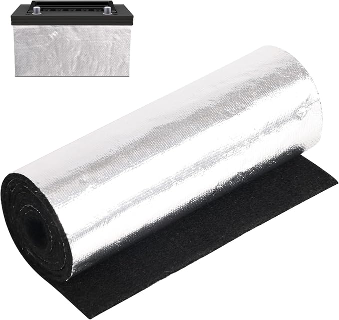 40"x7" Car Battery Insulation Kit, 3mm Thick Heat-Resistant Blanket Thermal Heat Shield Wrap Cover Sleeve for Automotive Vehicle Truck RV Batteries in Extreme Cold Weather Cuttable Easy Install