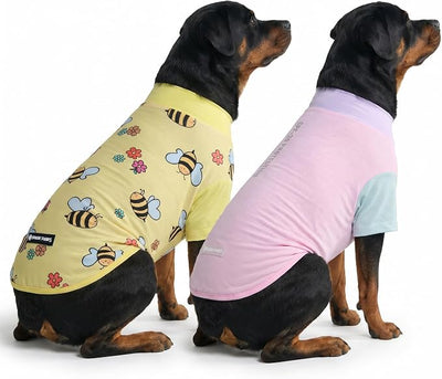 Spark Paws Sunblock Dog T-Shirt, SPF30 Protection, Lightweight Breathable Quick Dry for Dogs with Sensitive Skin - Bees & Gelato (Set of 2) - Size 5XL