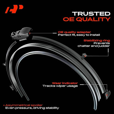A-Premium 26" + 20" Windshield Wiper Blades Compatible with BMW G01 Series X3 2018-2024, X4 2019-2024 & Jaguar E-Pace 2018-2023 - Gen2V5 Connector, with Wear Indicator & Towel (Pack of 2)