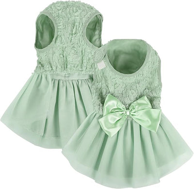 ASENKU Dog Dress Pet Wedding Dress Princess Lace Puppy Birthday Party Outfit Formal Apparel Girl for Small Medium Dogs Cats (X-Small, Green)
