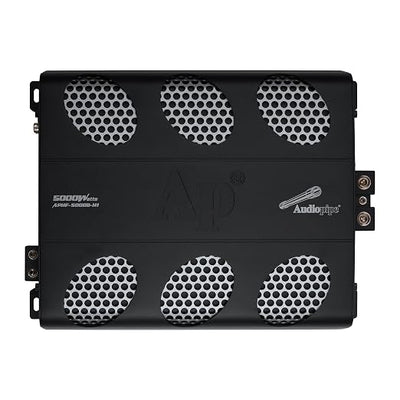 Audiopipe 5000 Watts Full Range Class D Mosfet Amplifier (APHF-5000D-H1), 4-Point Protection System, 1 Ohm, BTL Mode, Remote Bass Control Knob