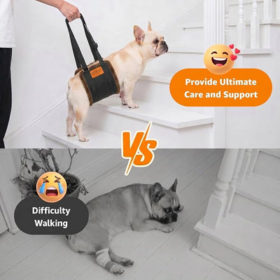Dog Sling for Back Legs, Dog Lift Harness, Magic Tape Dog Sling for Large Dogs Hind Leg Support, Elderly Dog Lifter, Assist Canie Hip Arthritis K9 Cruciate Ligament Rehabilitation (Brown, Extra Large)