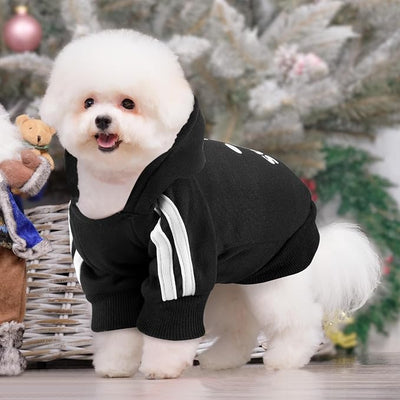 Dog Hoodie with Leash Hole, Pet Clothes Puppy Sweatshirt Dog Pullover Stylish Cat Apparel for Small Medium Dogs and Cats (Black, XX-Large)