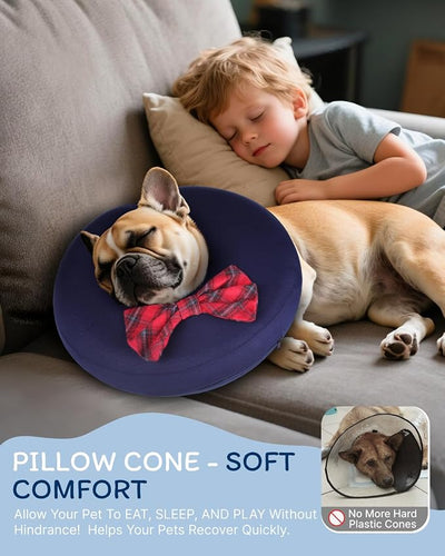 MIDOG Dog Cone Collar for Large Medium Dogs, Soft Inflatable Dog Cone Alternative After Surgery, Adjustable Protective Recovery Cone - Alternative E Collar Does Not Block Vision (Bow Tie,XS)