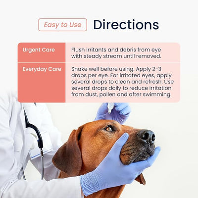 Vets Preferred Eye Cleaner for Dogs - Dog Eye Wash Drops for Infection & Tear Stain Remover - Improves Allergy Symptoms, Infections & Runny Eyes - Dog Eye Drops Rinse for Every Dog - 4 Oz