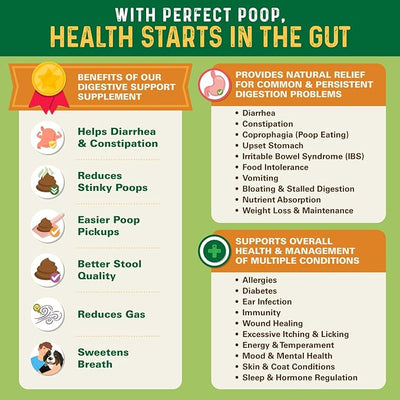 Perfect Poop Digestion & Health Supplement for Dogs: Fiber, Prebiotics, Probiotics, Enzymes Digestive, Hard & Soft Stool, Improved Health (4.2oz Cheddar Bag + 4.2 oz Chicken Bag, 4.2 oz Bundle)