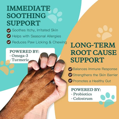 NATURE TARGET Dog Allergy Chews - Dog Allergy Relief, for Skin, Coat, Anti-Itch, Seasonal Allergies, Scratching, Pawlicking, 180 Freeze Dried Chews