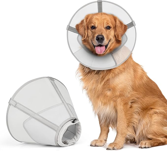 Breathable Mesh Dog Cone Collar for Surgery, Soft Elizabethan Recovery Alternative to Stop Licking,Pet Neck Collar for Large Medium Small Breeds, L