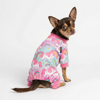Fitwarm Dreamy Unicorn Fleece Dog Pajamas, Fairy Winter Clothes for Small Dogs Girl, Cozy Pet Onesie, Pink, Blue, Medium