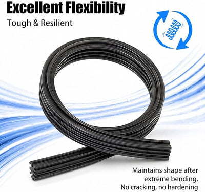4 PCS 28 Inch Windshield Wiper Blade Refill, DIY Cuttable Adjustable Rubber Wiper Strip, Frameless Windshield Wiper Replacement Insert, Universal for Most Cars, SUVs, Trucks (Black)