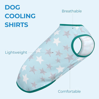 Dog Cooling Shirts, Uadonile 2pcs Dog Summer Clothes Pet Hawaiian Vest Breathable Lightweight Quick Dry, Doggie Cooling T-Shirts for Beach, Hiking, Walking, 2pack (Star, S)