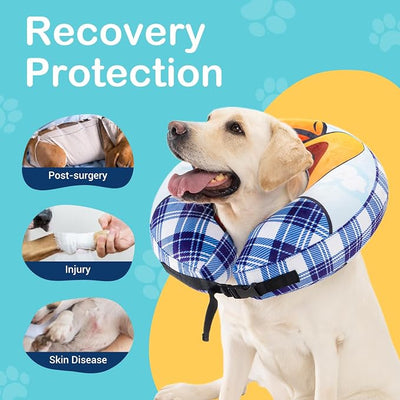 Avont Inflatable Dog Cone Collar After Surgery, Soft Dog Donut Collar to Stop Licking, E Collar Cone Alternative for Small Medium Large Dogs -Cowboy(L)