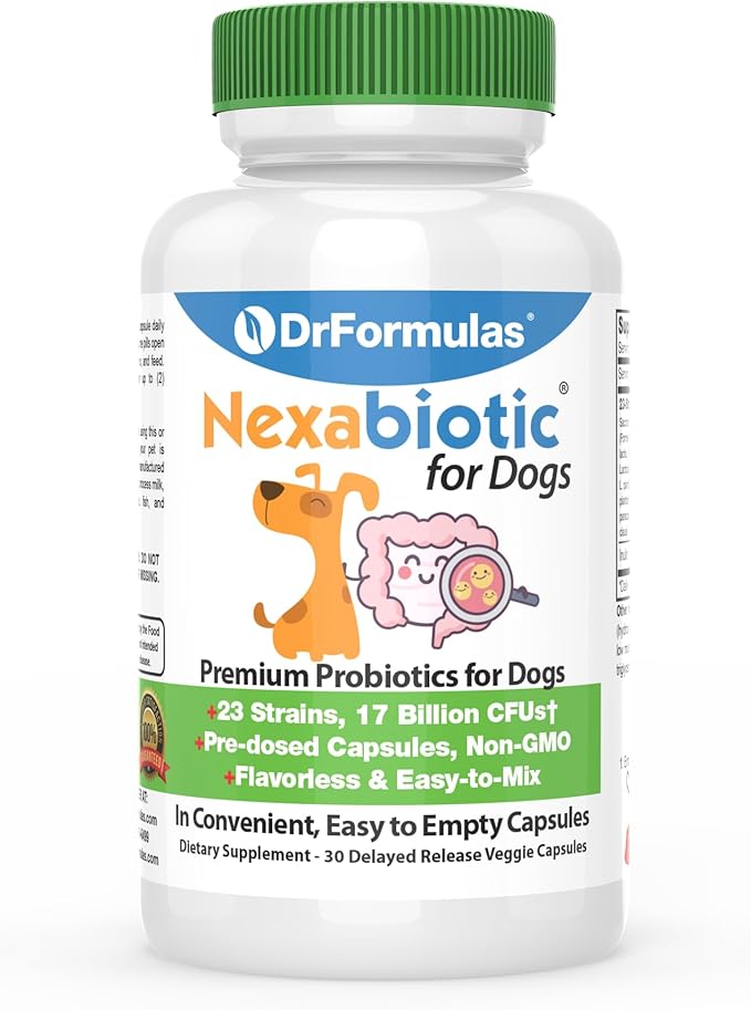 Probiotics for Dogs & Puppies Pets Diarrhea Treatment | Flavorless, Pre-dosed, 23 Premium Nexabiotic Probiotic for Pets with Saccharomyces Boulardii, Lactobacillus Acidophilus, 30 Doses