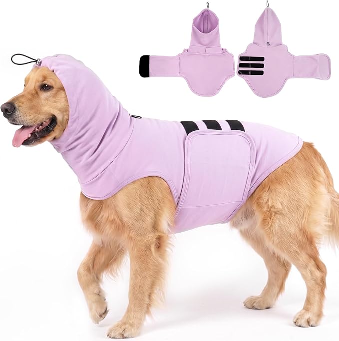 Calming Vest for Large Dogs | Soft XL Dog Anxiety Vest with Head Wrap, Dog Anxiety Jacket for Fireworks, Thunderstorm, Anxiety Shirt for Dogs Vet Visit, Travel,Separation,Purple,XL