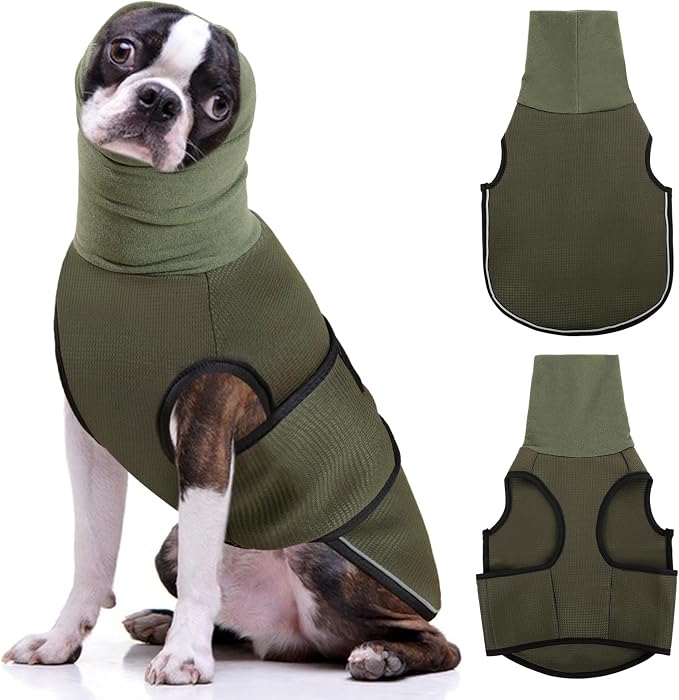 AOFITEE Dog Anxiety Vest, Dog Anxiety Calming Hoodie, Pet Thunder Jacket Calming Shirt for Fireworks, Thunder, Travel, Separation, Noise Block & Ear Protection Recovery