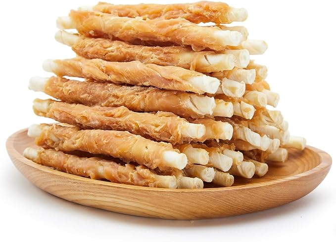 52 Count Chicken Wrapped Rawhide Sticks Dog Treats, High-Protein, 5 Inch Digestible Dog Chews for Small & Medium Dogs, Grain Free Training Snacks, 21.2 oz