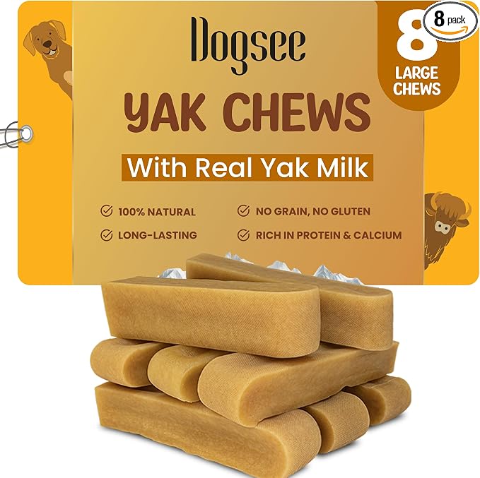 Original Himalayan Yak Cheese Dog Chews 2lb (Large - 8 Bars).100% Natural, 60% Protein, Dog Treats for Large Breed Dog Chews Long Lasting for Aggressive Chewers