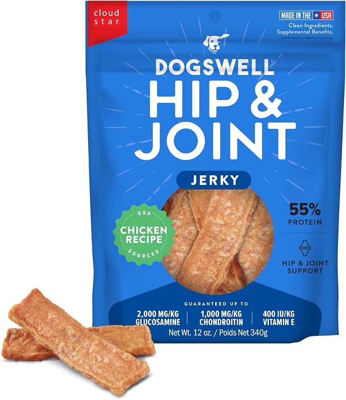 Hip & Joint Jerky Dog Treats, Chicken Breast, 12 oz. Pouch