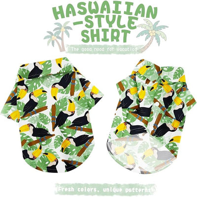 Hawaiian Dog Shirt – Lightweight and Breathable Summer T-Shirt with Tropical Prints, Fun Beach Outfit for Small, Medium, and Large Dogs, Perfect for Hot Days and Outdoor Vacation.Hornbill M