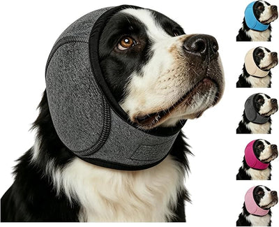 Zenpup Noise Cancelling Ear Wrap, Dog No Shake Ear Muffs Noise Protection Firework Thunder Vacuum, Comfortable Quiet Dogs Calming Hoodie, Adjustable for Grooming Bathing & Swimming (Black, Medium)
