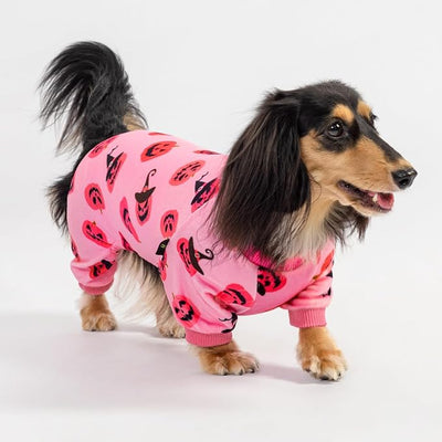 Fitwarm Halloween Jack O Lantern Dog Pajamas, Funny Costumes for Small Dogs Girl, Pet Outfit, Pink, Black, XS
