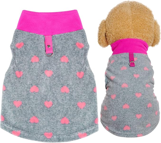 1 Piece of Grey Dog Heart Sweater with Leash Ring Soft Fleece Vest Dog Pullover Warm Jacket Pet Dog Clothes Winter Dogs Outfits for Small Puppy Cat Pets (XXX-Large)