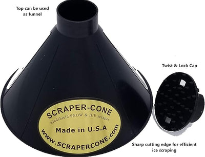 SCRAPER CONE®️ The Original Ice Scraper, Snow Removal Made in The USA Magical Frost Removal Funnel Shaped Cleaning Tool Car Windshield Deicer Magic Scrapers Instascrape round snow shovel brush