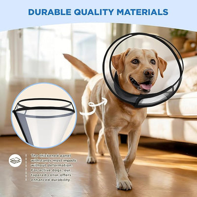 BONTHEE Dog Cone Collar for Surgery Recovery,Adjustable Transparent Pet Recovery Collar for Large Medium Small Dogs & Cats, Protective Elizabethan E-Collar for Wound Healing, Anti-Lick & Bite-XXXL