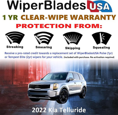 Wiper Blades for 2022 Kia Telluride Wipers w/1yr Warranty (Set of 2)