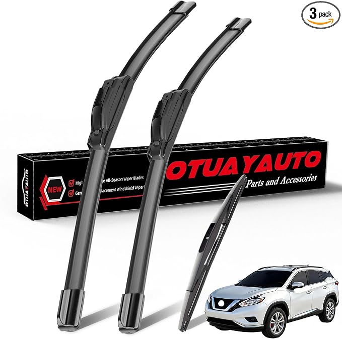 OTUAYAUTO Premium Windshield Wiper Blades - Replacement for Nissan Murano 2009-2016 - Precision Fit, All-Weather Performance, Front and Rear Wiper Blades, J/U Hook - 26"+16"+12" (Pack of 3)