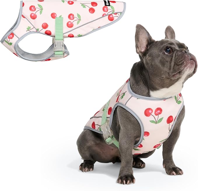 Spark Paws Dog Cooling Vest - SPF 50 UV Sun Protection - Summer Heat Relief Gear for Dogs, Lightweight, Evaporative Cooling - Dog Anxiety Relief Vest During Hot Days - Cherries - Size L