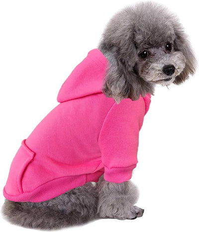 Jecikelon Soft Dog Hoodies for Small Dogs, Fleece Puppy Sweatshirt with Pockets, Warm Winter Cold Weather Coats for Pet Cat, Cute Clothes Puppy Costume (Rose red, Large)