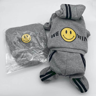 Weowin Pet Outfit - Cute Dog Hoodies Sweatshirt Tracksuit Clothes Jumpsuit Pajamas 4-Legs Grey for Puppy Small Medium Large Giant Dogs Girl or Boy (3X-Large)