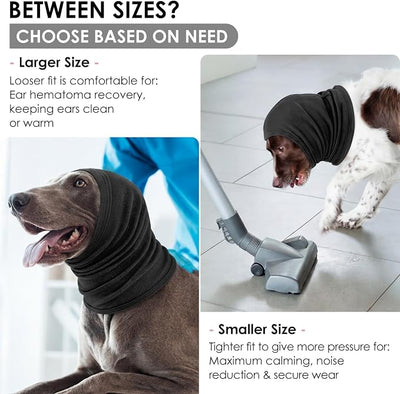 KOESON Dog Ear Wraps with Adjustable Hook & Loop, Soft No Shake Ear Wrap for Dogs Hematoma, Breathable Dog Ear Cover for Noise Protecion, Small Doggie Calming Hoodie for Thunder, Firework, Separation