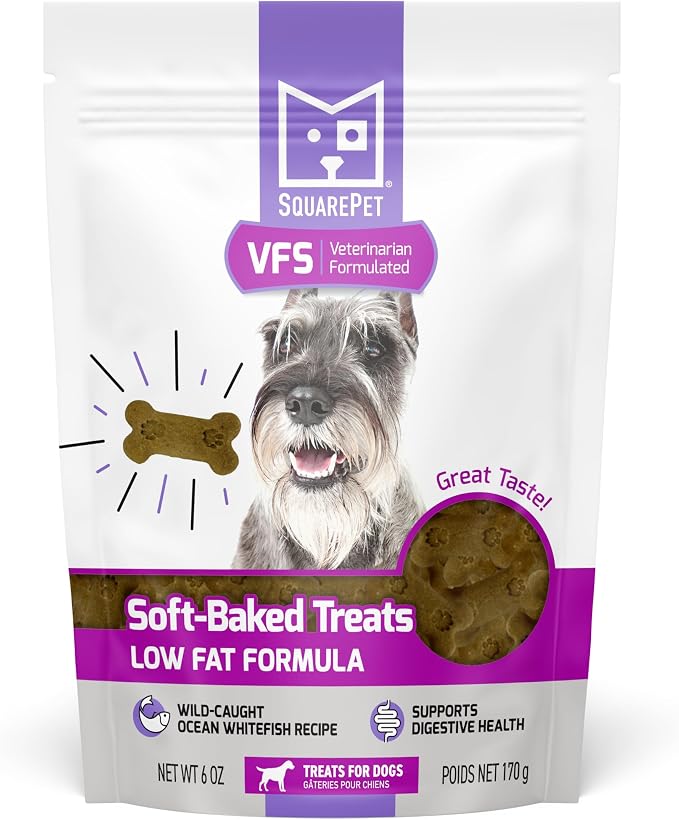 VFS Low Fat Soft-Baked Dog Treats 6oz – Ocean Whitefish, Low Fat Formula for Digestive Support – Omega 3 with DHA/EPA – Limited Ingredient – All Natural – Made in USA