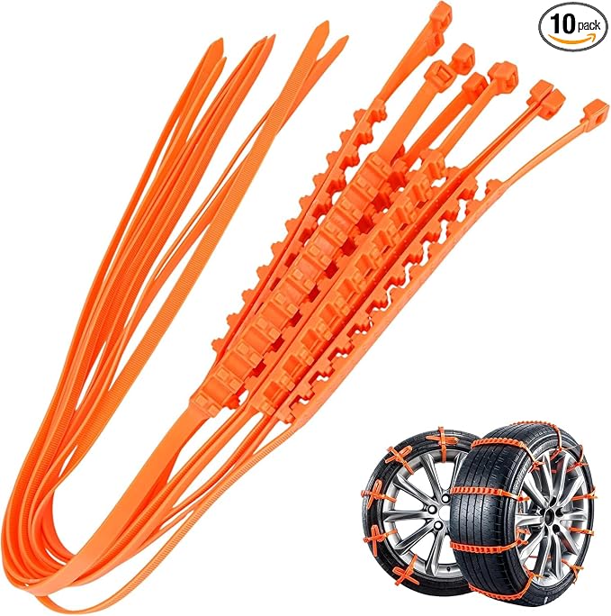 10PCS Snow Chains Emergency Tire Chains Anti-Skid Belt for Universal Winter Car Truck SUV Traction Grips