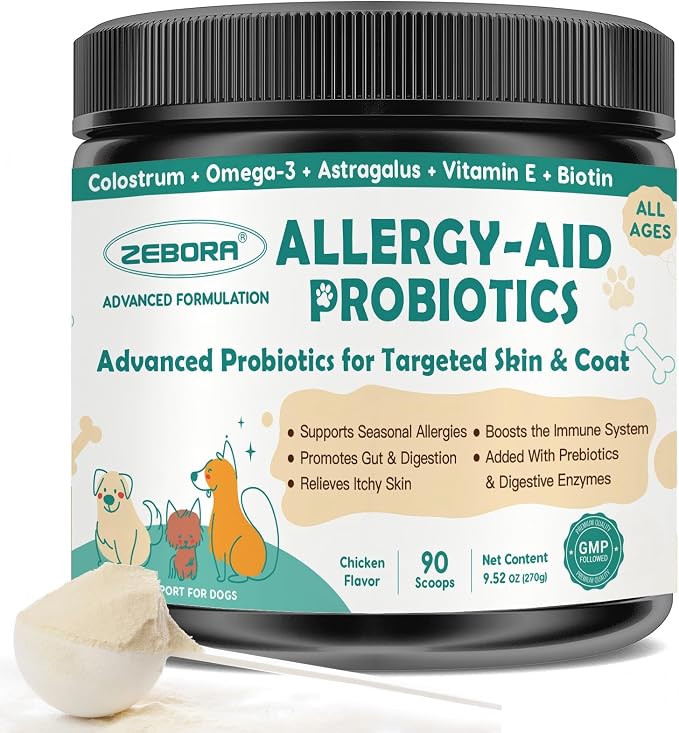 Dog Allergy Relief - Dog Itching Skin Relief, Advanced Skin Probiotics for Dogs, Colostrum, Support Itchy Ears, Seasonal Allergies, Immune, Digestive Health, Alternative for Dog Allergy Chews