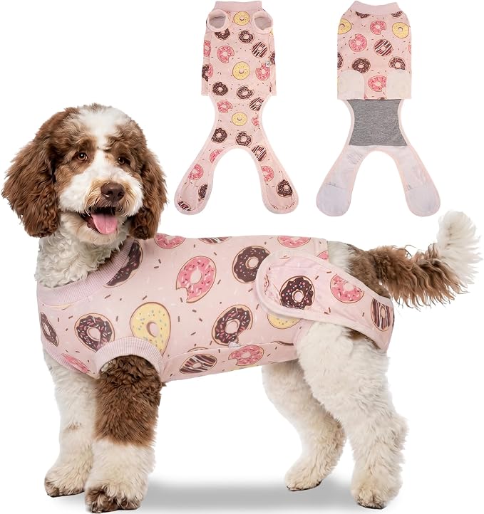 Recovery Suit for Dogs Cats, Dog Surgery Suit for Female Spay Male Neuter | Anti-Licking Dog Cone Alternative Onesie, Dog Surgical Recovery Suit After Abdominal Wounds, Pink, XX-Large