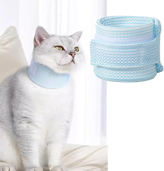 Cat Neck Brace Cover - Breathable Elizabethan Collar for Post-Surgery Recovery Anti-Lick Wound Adjustable Protective Cervical Cone for Small Medium Large Dogs Cats (Neck Girth 14.2-17.7" Depth5.5